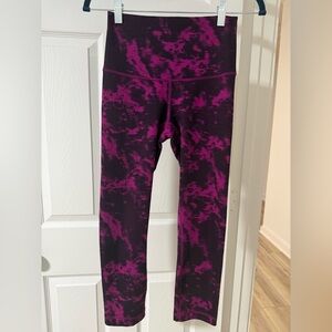 Lululemon Wunder Under Roll Down Purple Tie-Dye Leggings